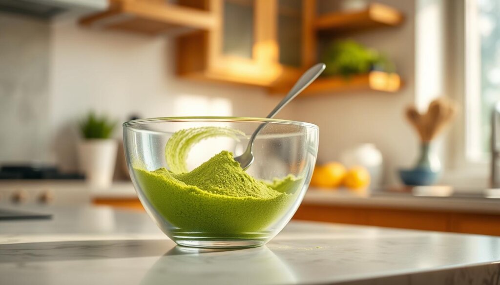 mixing barley grass powder